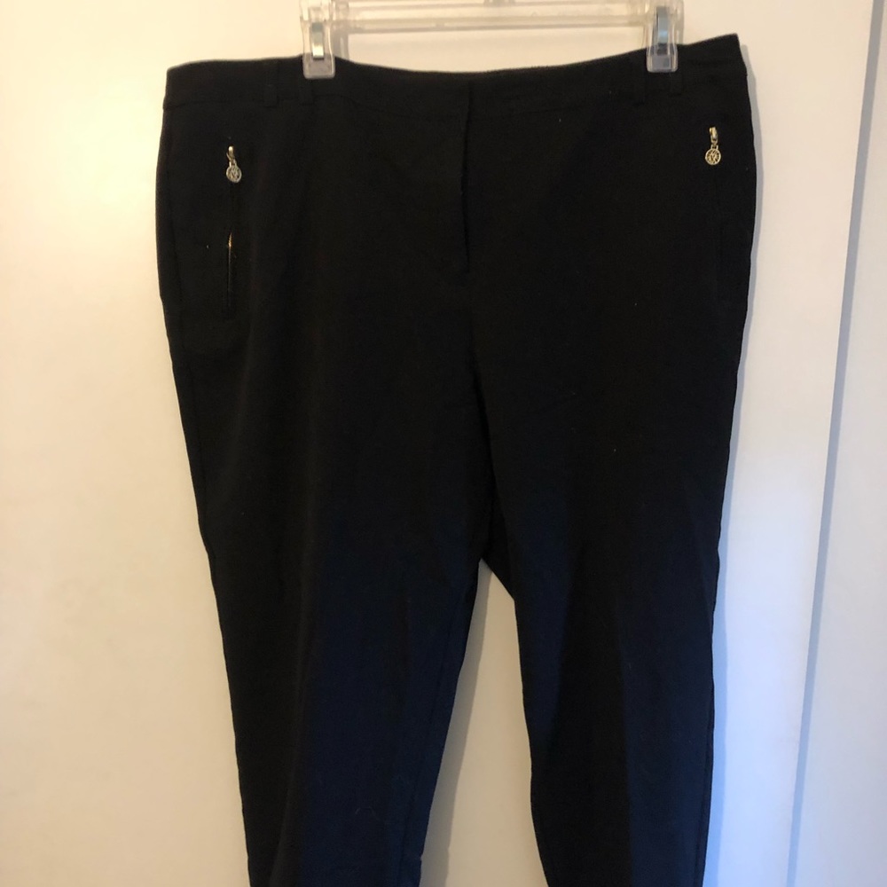 Black Anne Klein Pants with Gold Pocket Zippers - Picture 2 of 9